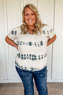 Sierra Striped Tie Dye Tee in Indigo - PLUS