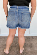 High Rise Tie Waist Kancan Shorts - PLUS