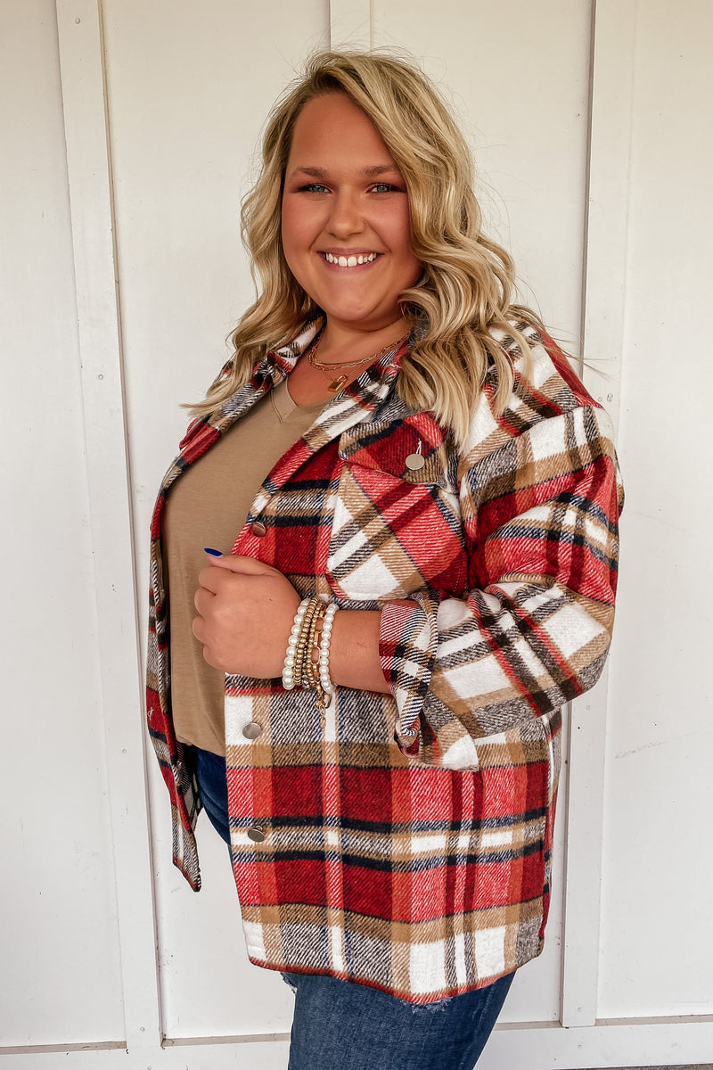 The Mindy Red Plaid Shacket