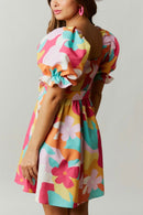 Bold Abstract Floral Mini Dress