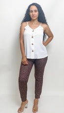 White Buttoned Spaghetti Tank Top