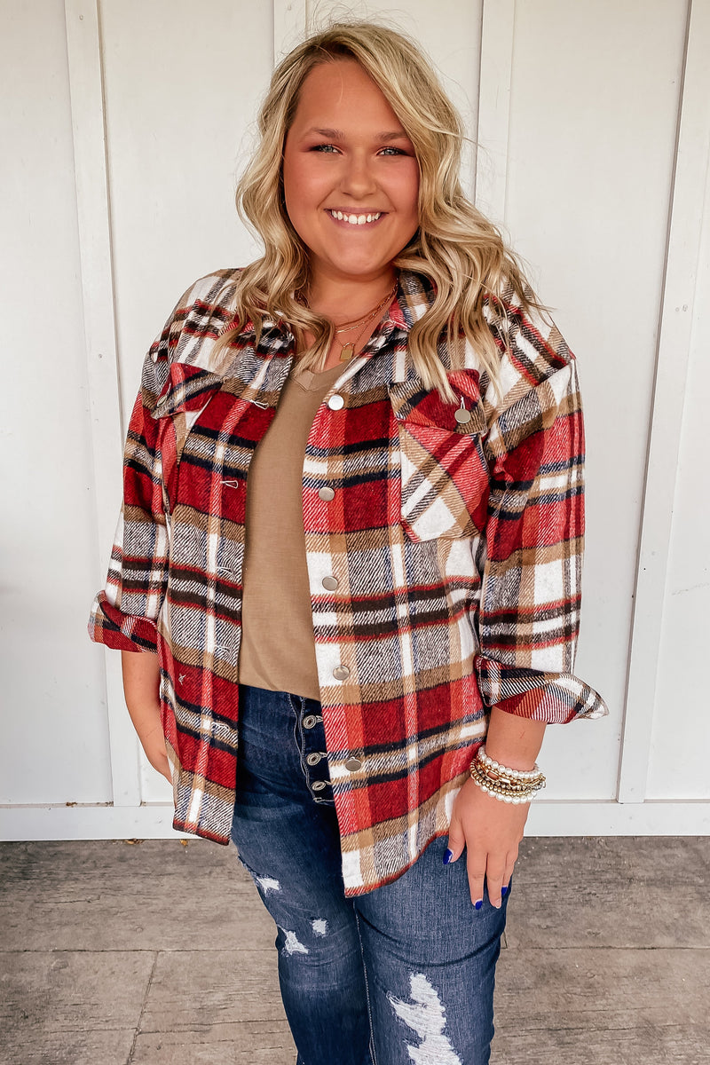 The Mindy Red Plaid Shacket