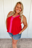 Contrasting Cami in Red and Pink
