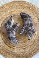 Ember Plaid Wedge Booties