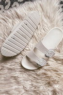 Double Strap Slip On Sandals in White