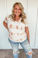 Sierra Striped Tie Dye Tee in Rose Pink - PLUS