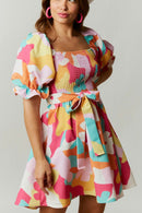 Bold Abstract Floral Mini Dress