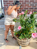 Taupe Spaghetti Strap Buttoned Tank Top