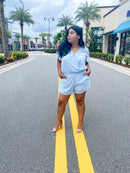 Pom Pom Sky Blue Romper
