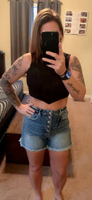 RIBBED V-LINE HEM CROP TANK TOP