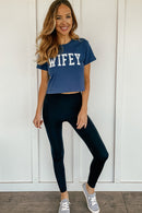 Wifey Cropped Tee in Indigo Blue