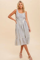 Cotton Linen Striped Dress