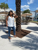 White Buttoned Spaghetti Tank Top