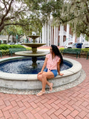 Button Tie Blouse Pink
