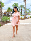 Peachy Pink Polka Dot Mini Dress