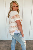 Sierra Striped Tie Dye Tee in Rose Pink - PLUS