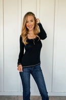 The Kit Henley in Black (Buy One, Get One 40% Off)