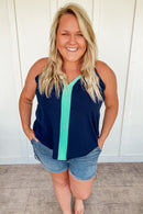 Contrasting Cami in Navy and Teal