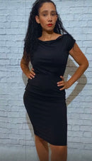 Boat Neck Knit Midi Dress