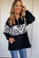 Half Zipper Aztec Hoodie Jacket