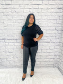 Pom Pom Black Blouse