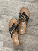 Very G Strappy Slip On Sandals - leopard