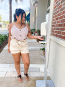 Taupe Spaghetti Strap Buttoned Tank Top