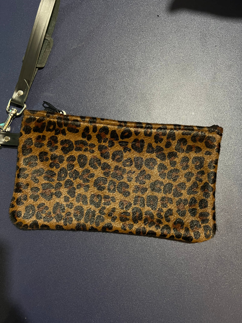 Large Hair on Hide Leather Wristlet