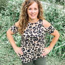 Animal Print Cold Shoulder Top