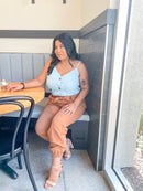 Light Blue Buttoned Spaghetti Tank Top