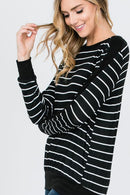 Striped Contrast Solid Panel Top