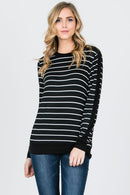 Striped Contrast Solid Panel Top