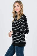 Striped Contrast Solid Panel Top