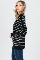 Striped Contrast Solid Panel Top