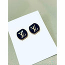 Black & Goldtone Button Earring Studs