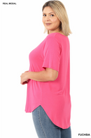 Modal V-Neck Top-Fuchsia(368)