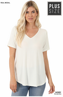 Modal V-Neck Top-Ivory(88)