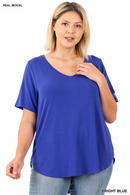 Modal V-Neck Top-Royal(371)