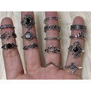 15 Piece Silver Tone Ring Set
