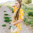 Bohemian Woven Raffia Purse with Gold Chain in Mint