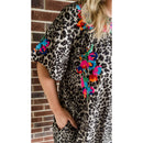 Grey Leopard Embroidered Dress