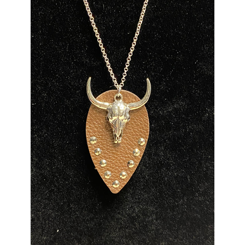 Faux Leather Steer Necklace