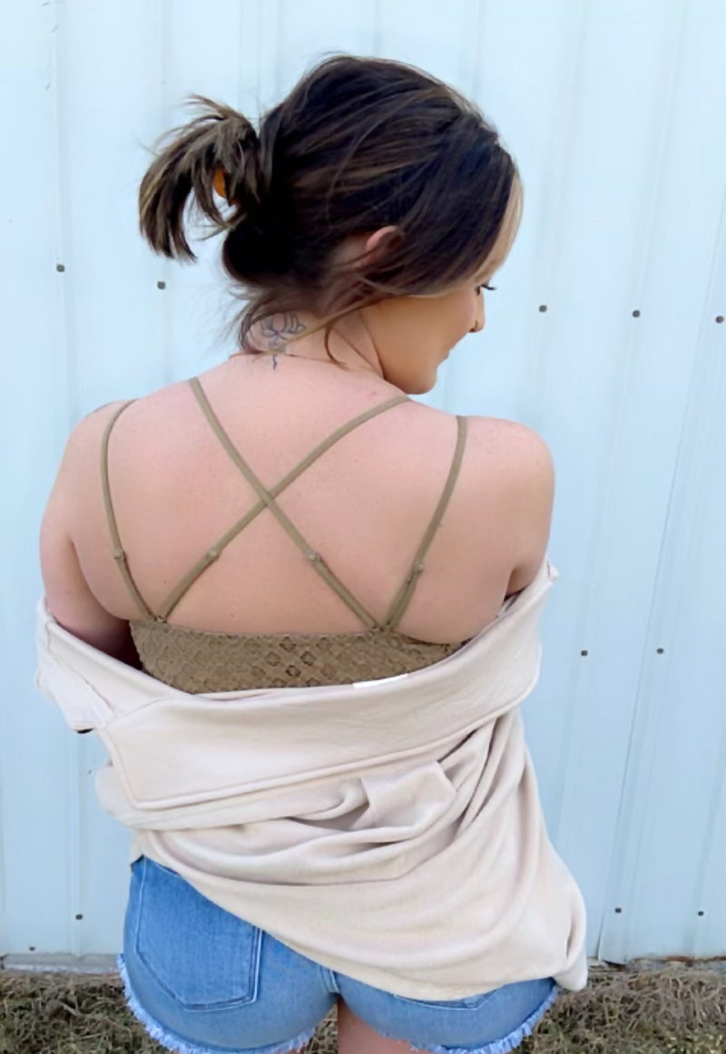 Our Love Story Begins Lace Bralette - tan