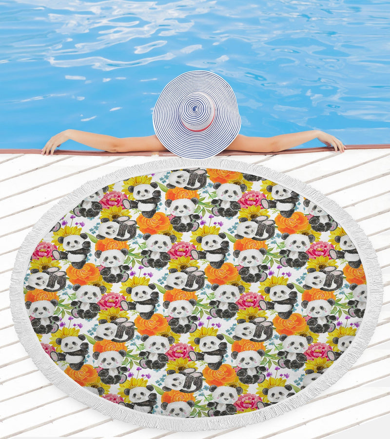 Customs-Round Beach Towel-Panda(30)