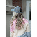 Distressed Ponytail Baseball Hat - gray