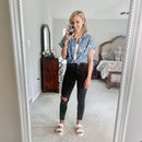 Briella Star Print Chambray Short Sleeve Shirt