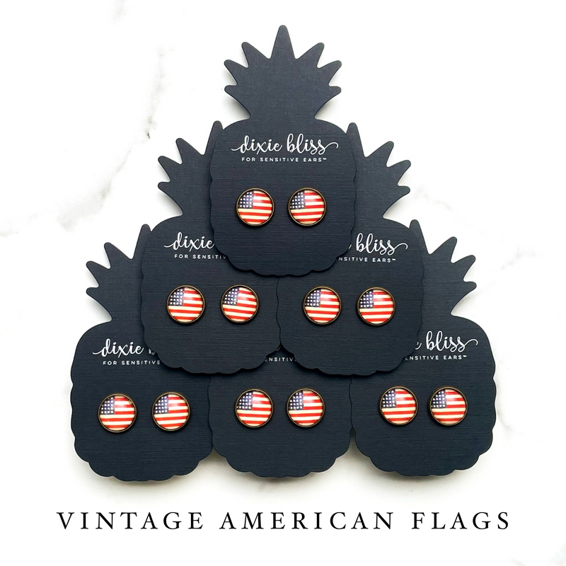 Vintage American Flag Studs